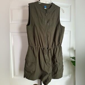 Olive Green Athletic Sleeveless Romper Sz S Utility Trail Outdoor Gorpcore